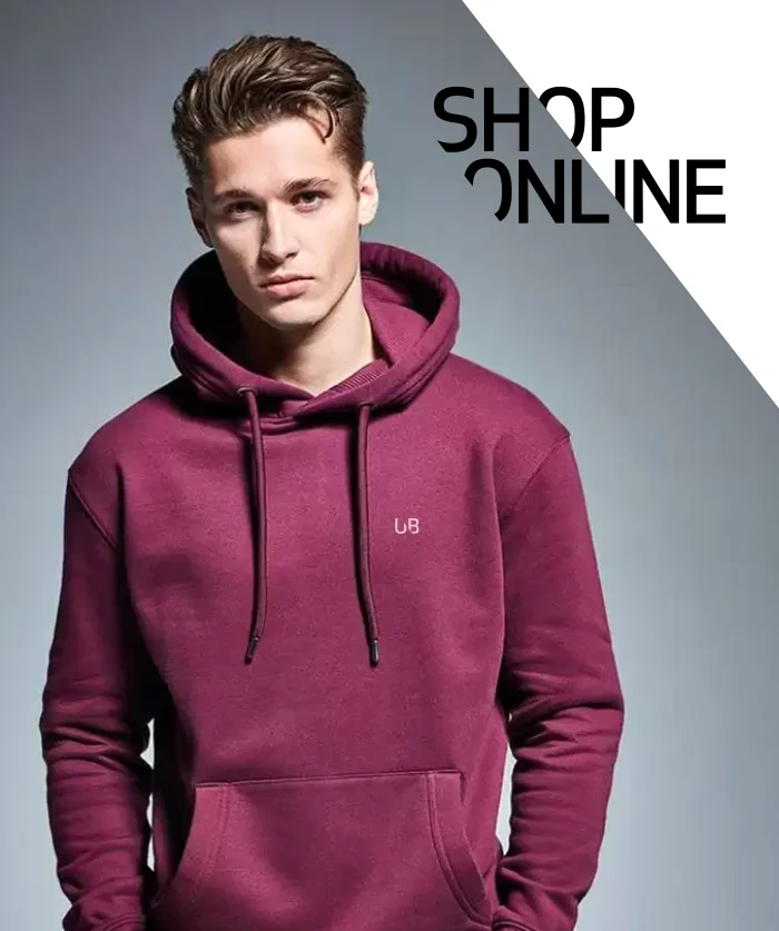 Male wearing The Ultimate Boon red casual wear hoodie